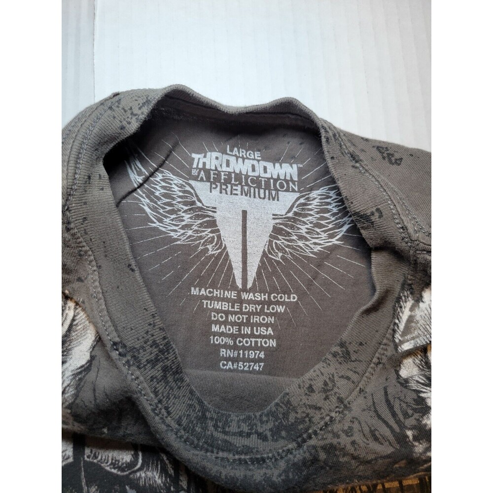 Throwdown Premium Double Skull Aztec Feathered Headdress AOP Mens L Logo Cross - Picture 3 of 6